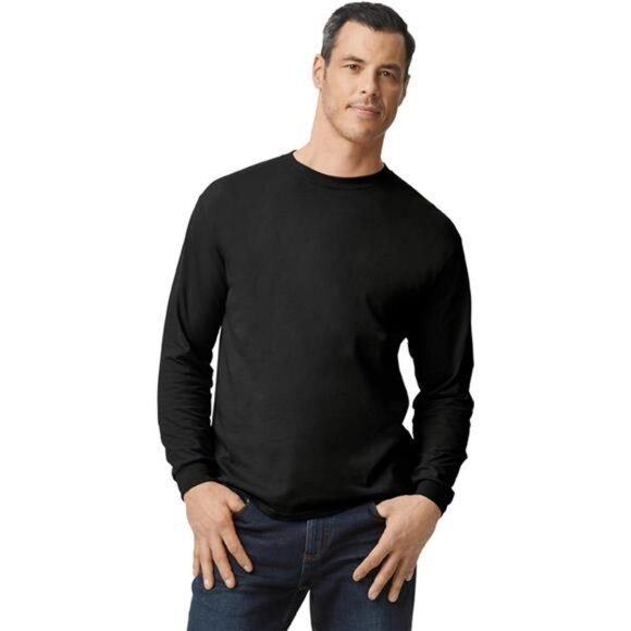 Mens Long Sleeve Moisture Wicking T Shirt 2 Pack Cotton Blend Athletic Fit - Picture 2 of 5